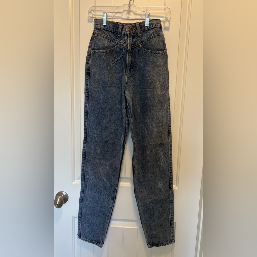 80’s Acid Wash Vintage Lawman High Waisted Jeans slash design front & back
